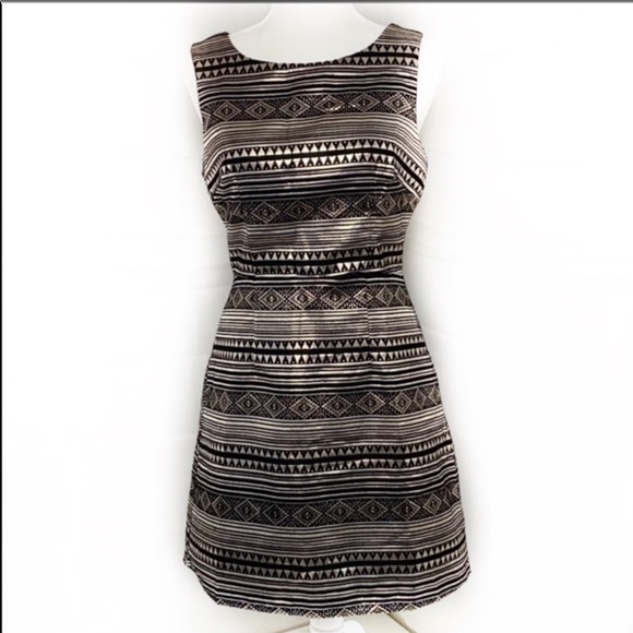 INA Black Gold Sheath Dress size M - Picture 1 of 7